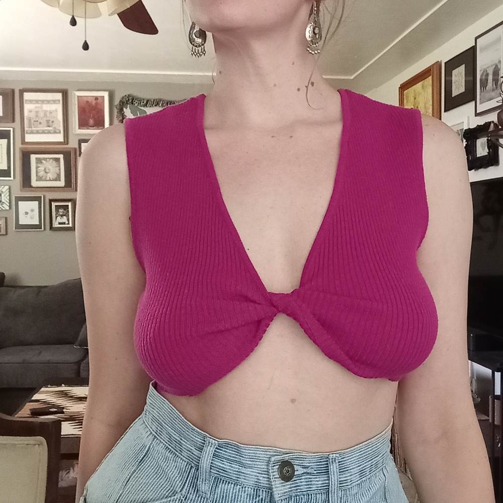 Wild Fable Reversible Twist Cropped Sweater Tank Top Size Medium